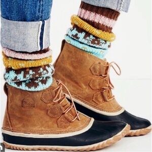 SOREL Women’s Out N’ About Winter Rain Snow Boots Size 9.5 NWOT Tan Suede Upper